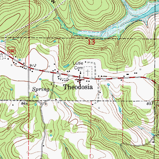 Topographic Map of Theodosia School, MO