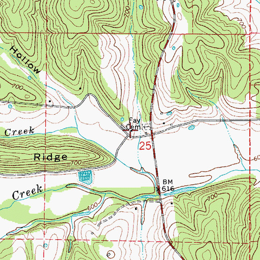 Topographic Map of Fay School (historical), MO