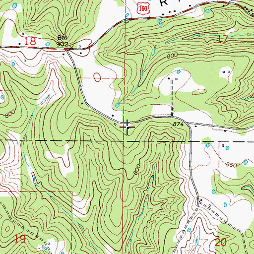 Topographic Map of Sand Ridge School (historical), MO