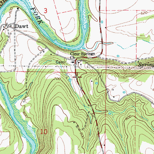 Topographic Map of Dawt School (historical), MO