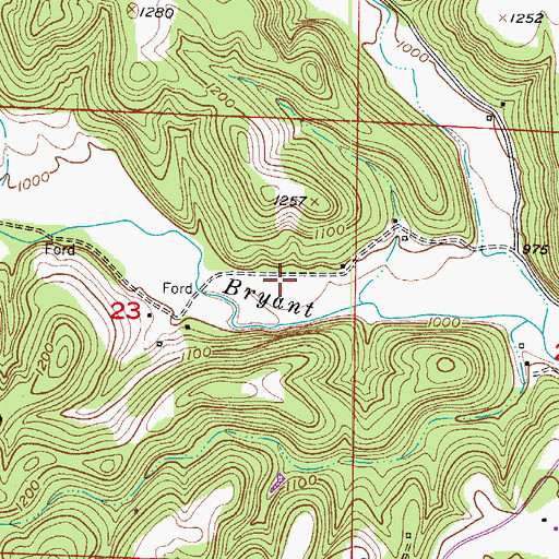 Topographic Map of Huffman School (historical), MO