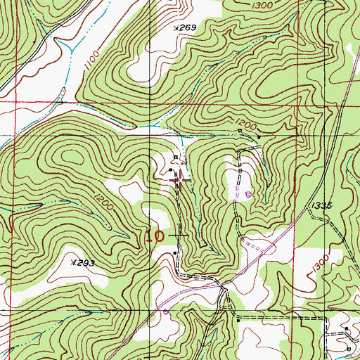 Topographic Map of Hickory Flat School (historical), MO