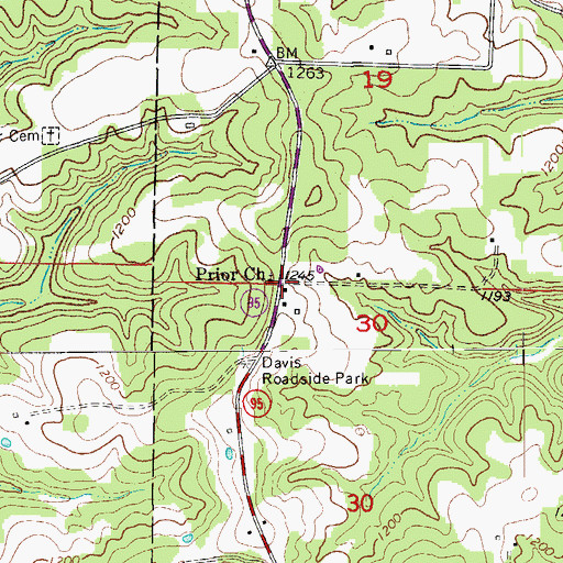 Topographic Map of Prior, MO