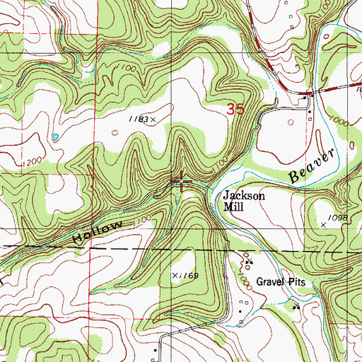 Topographic Map of Jacksons Mill (historical), MO