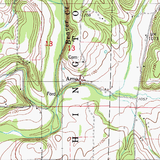 Topographic Map of Arno School (historical), MO