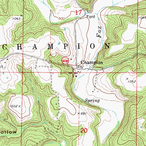 Topographic Map of Champion School (historical), MO