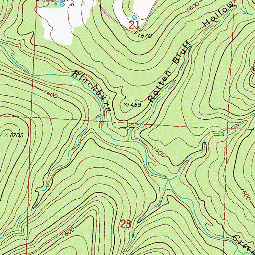 Topographic Map of Rotten Bluff Hollow, AR