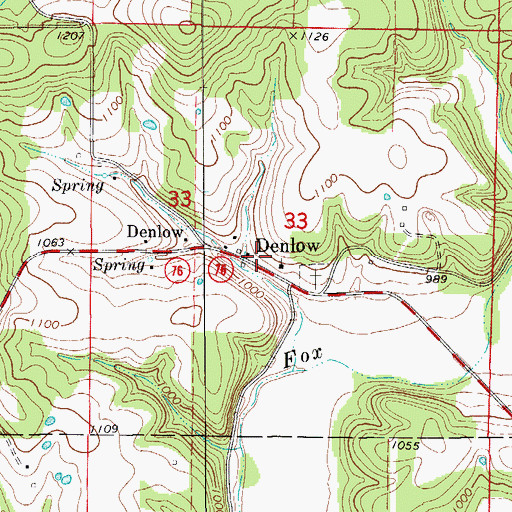 Topographic Map of Denlow School (historical), MO