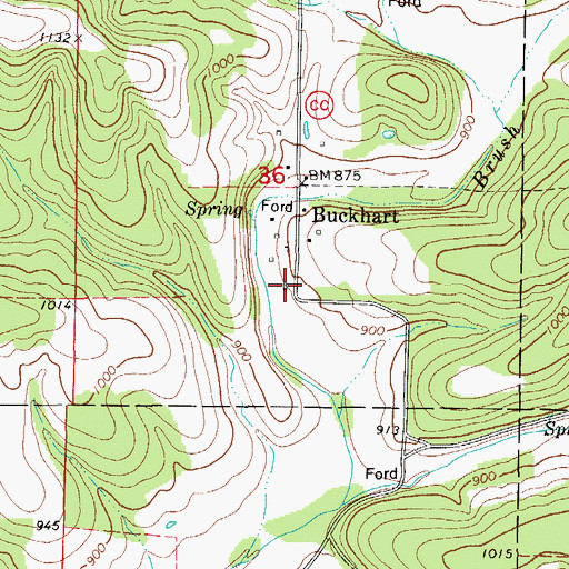 Topographic Map of Buckhart School (historical), MO