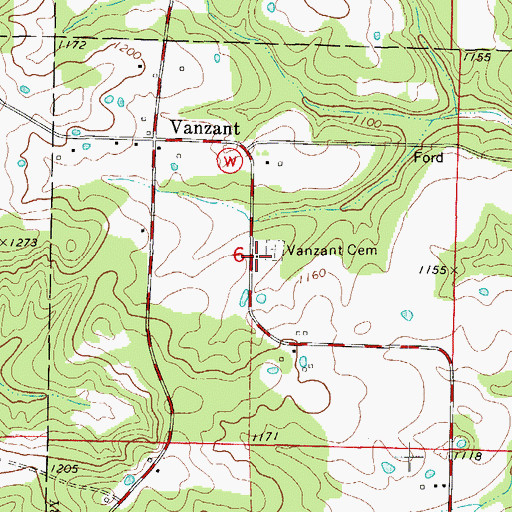 Topographic Map of Vanzant School (historical), MO