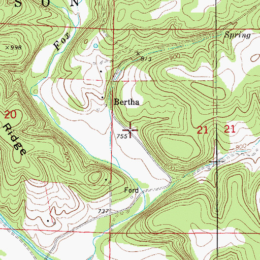 Topographic Map of Bertha School (historical), MO