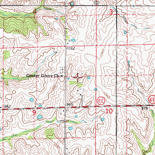 Topographic Map of Center Grove School (historical), MO