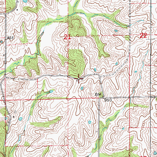 Topographic Map of Reed School (historical), MO