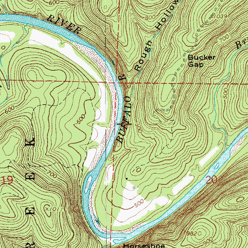 Topographic Map of Rough Hollow, AR