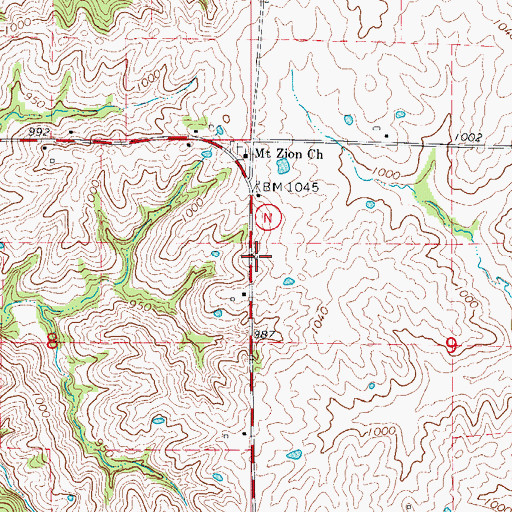 Topographic Map of Dudley School (historical), MO