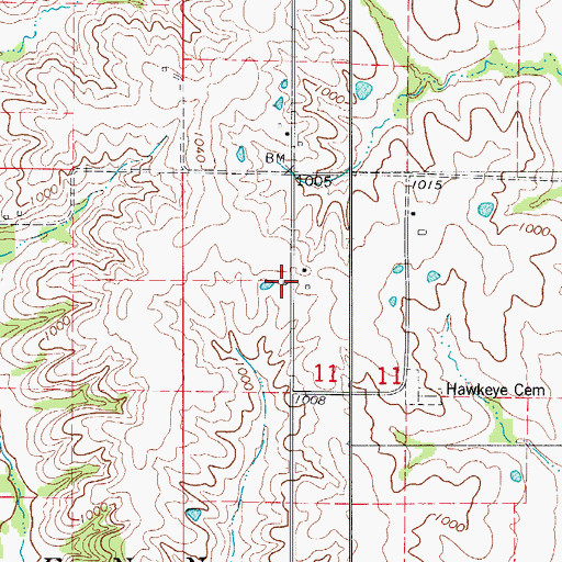 Topographic Map of Hawkeye School (historical), MO