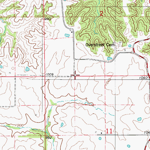 Topographic Map of Overstreet School (historical), MO