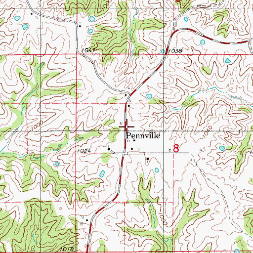 Topographic Map of Pennville School (historical), MO