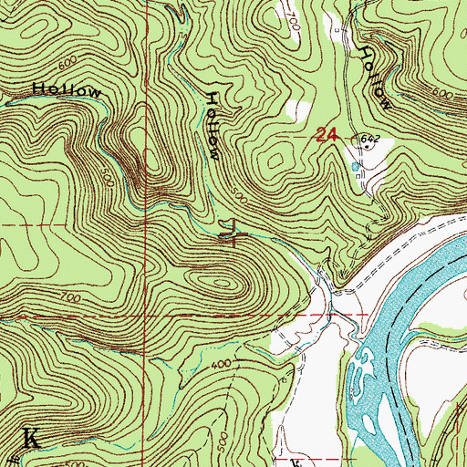 Topographic Map of Rough Hollow, AR