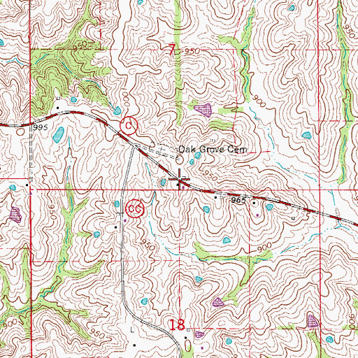 Topographic Map of Oak Grove School (historical), MO