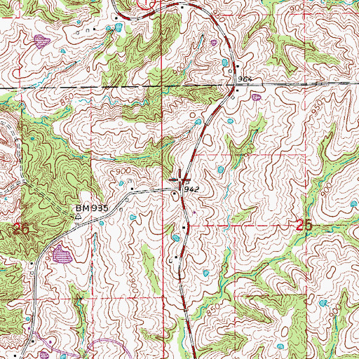 Topographic Map of Pleasant Grove School (historical), MO
