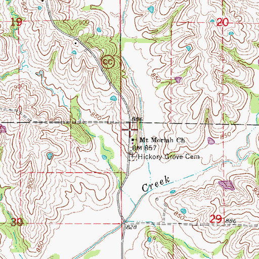 Topographic Map of Hickory Grove School (historical), MO
