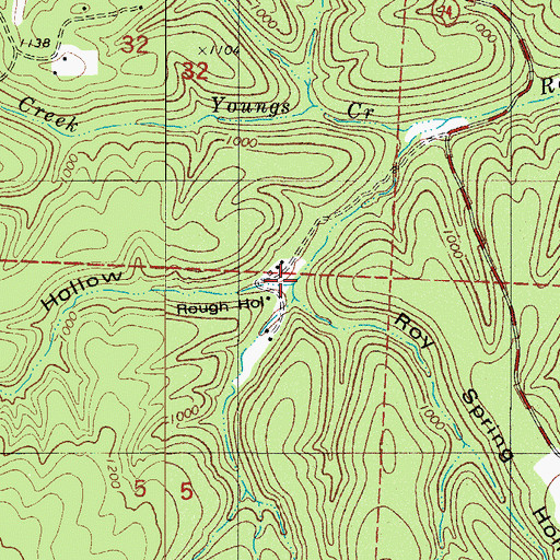 Topographic Map of Rough Hollow, AR