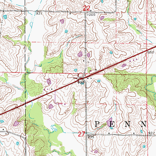 Topographic Map of Ivy Hill School (historical), MO