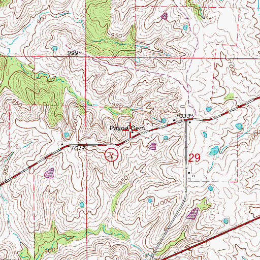 Topographic Map of Payne School (historical), MO