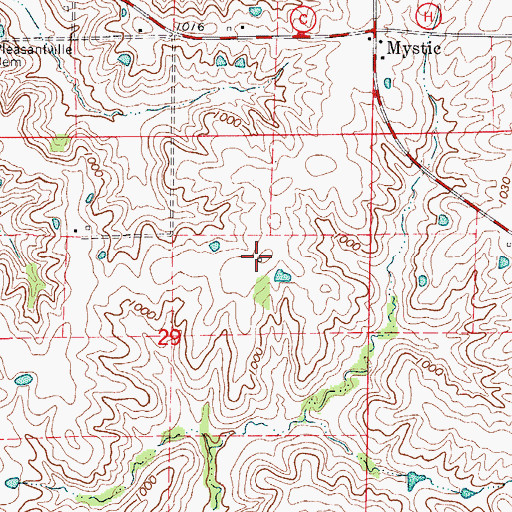 Topographic Map of Pleasantville School (historical), MO