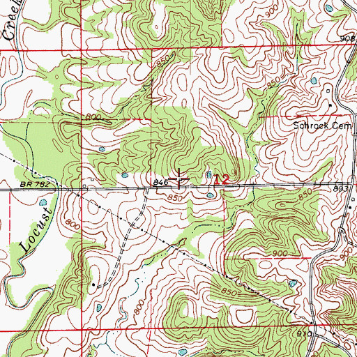 Topographic Map of Warren School (historical), MO