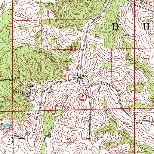 Topographic Map of Scottsville School (historical), MO
