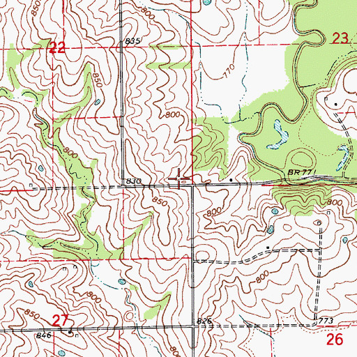 Topographic Map of North Hooker School (historical), MO
