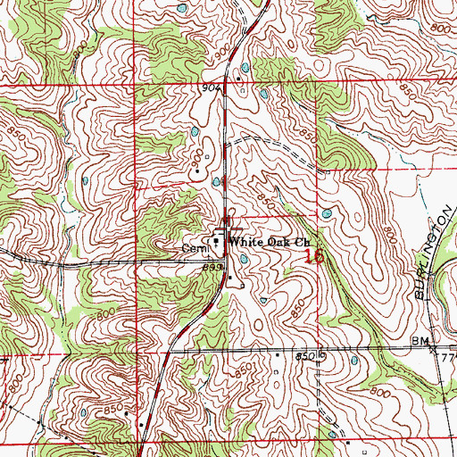 Topographic Map of White Oak Grove School (historical), MO