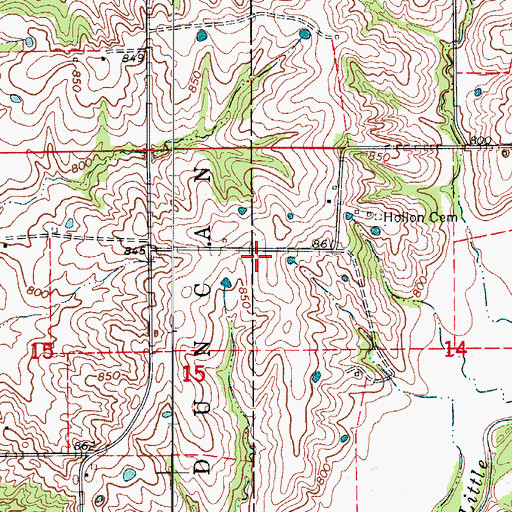 Topographic Map of Bundridge School (historical), MO