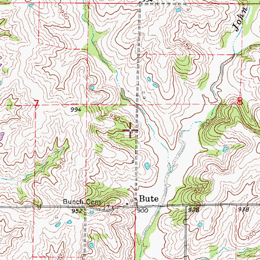 Topographic Map of Rose Hill School (historical), MO