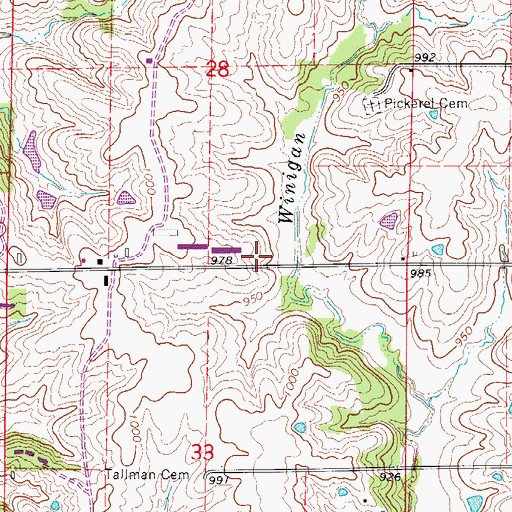 Topographic Map of Chaplin School (historical), MO