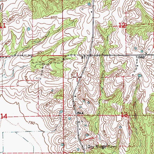 Topographic Map of Mundell School (historical), MO