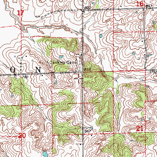 Topographic Map of Jenkins School (historical), MO