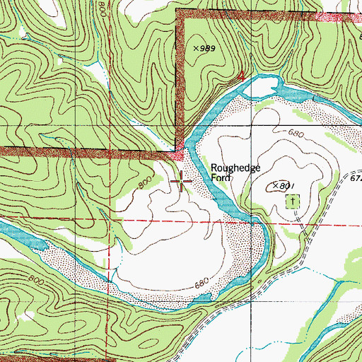 Topographic Map of Roughedge Ford, AR