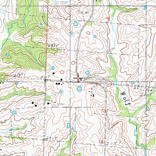 Topographic Map of Bear Branch, MO