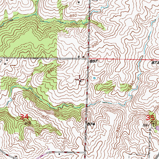 Topographic Map of Pleasant View School (historical), MO