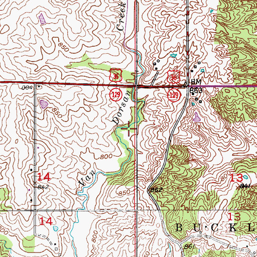Topographic Map of Boone School (historical), MO