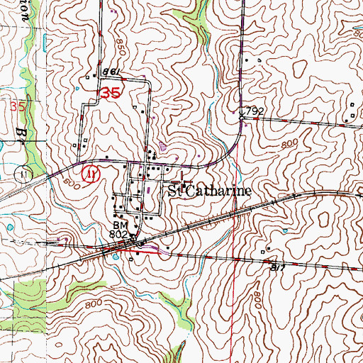Topographic Map of Saint Catherine School (historical), MO