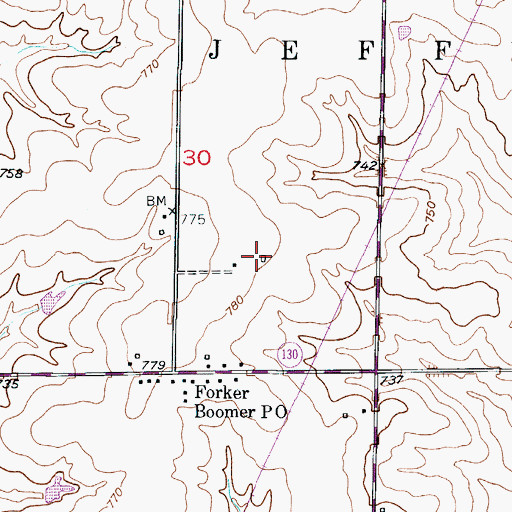 Topographic Map of Forker School (historical), MO