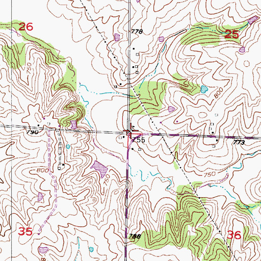 Topographic Map of Elm Grove School, MO