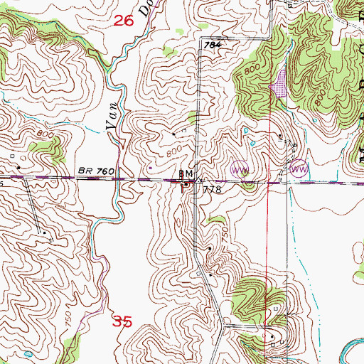 Topographic Map of Hardin School (historical), MO