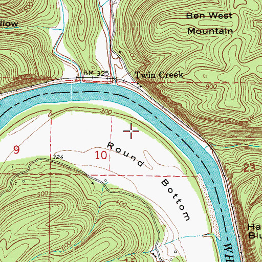 Topographic Map of Round Bottom, AR