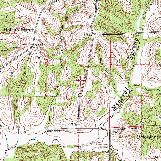Topographic Map of Garland School (historical), MO