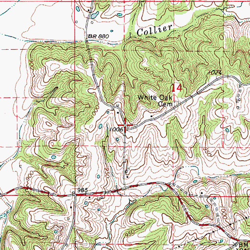 Topographic Map of White Oak School (historical), MO